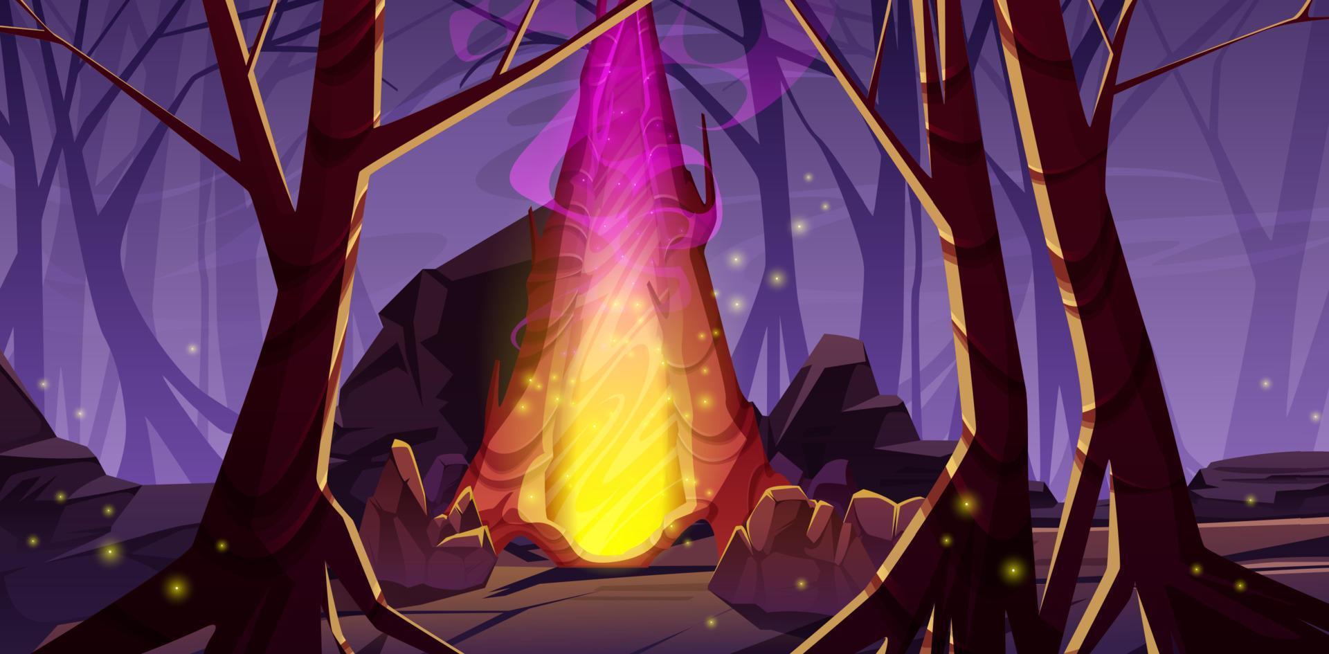 portal mágico en un bosque profundo y oscuro vector