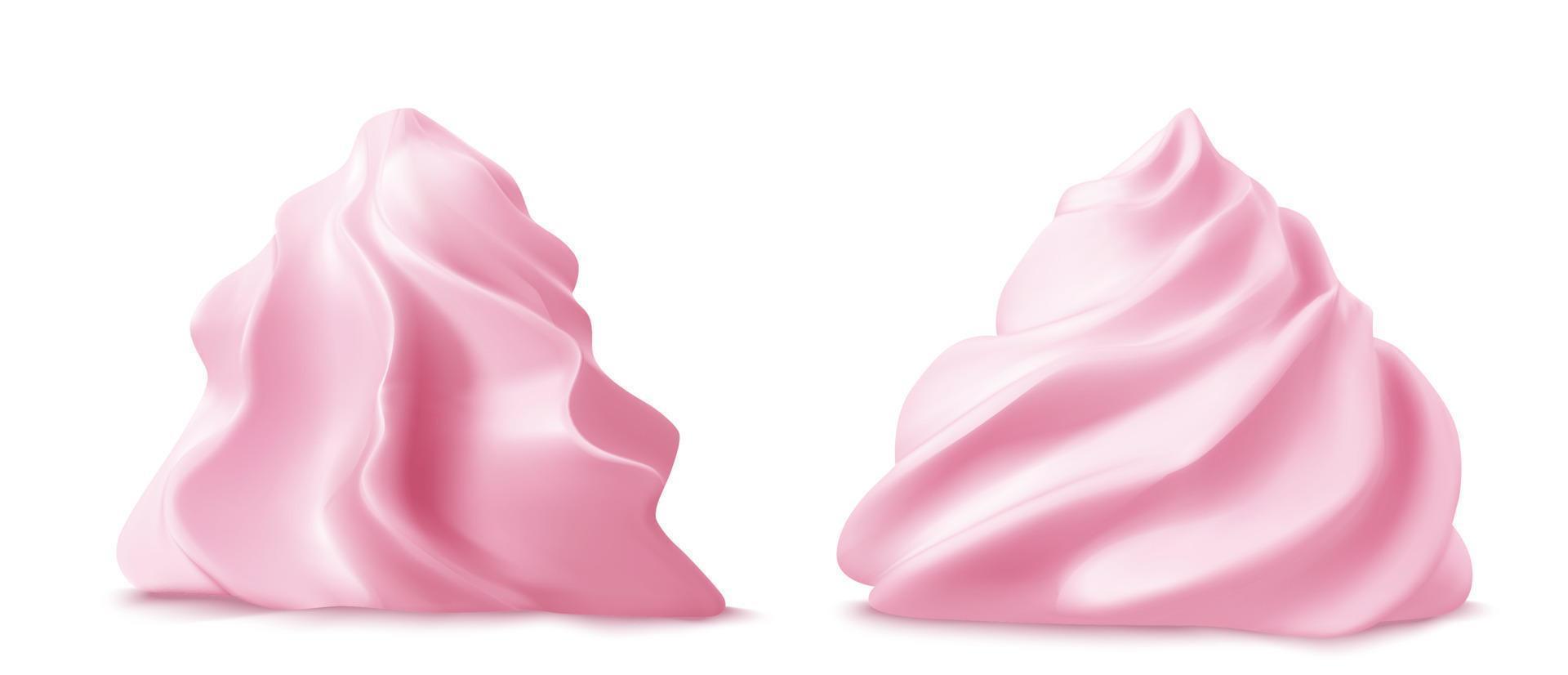 Whipped pink cream swirl or meringue side view 3D vector