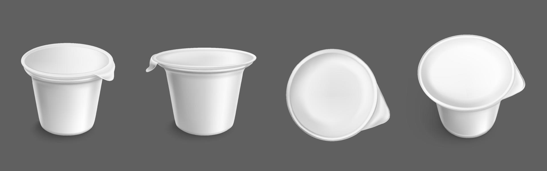 White plastic container for yogurt vector