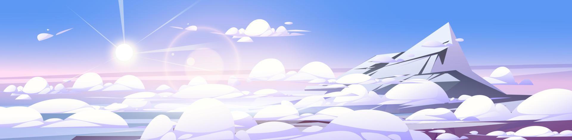 paisaje de la cima de la alta montaña con nubes vector