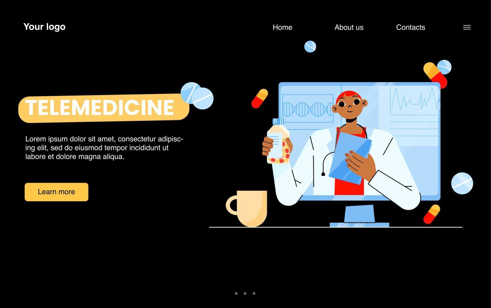 Telemedicine, online doctor consultation banner vector