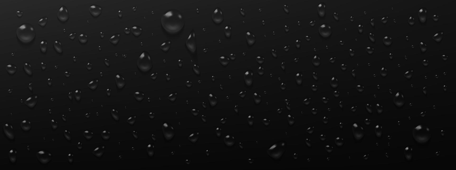 gotas de agua de condensación sobre fondo negro vector