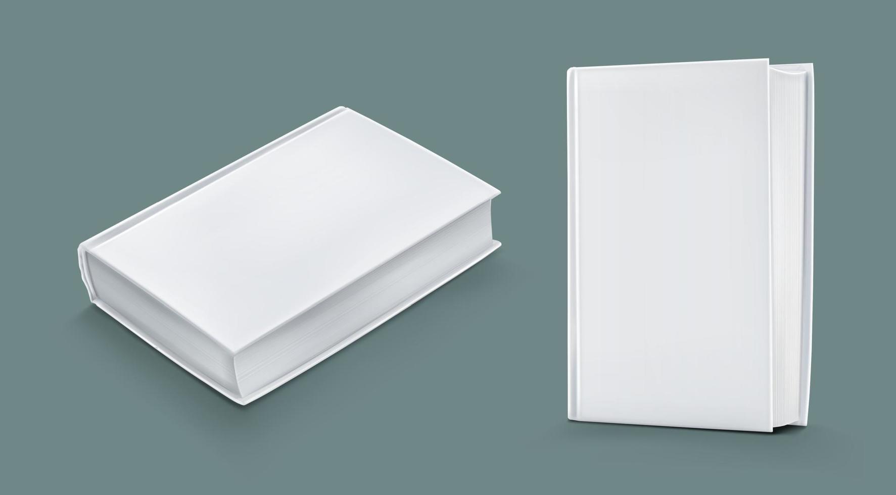 plantilla de libro de papel en blanco con tapa blanca vector