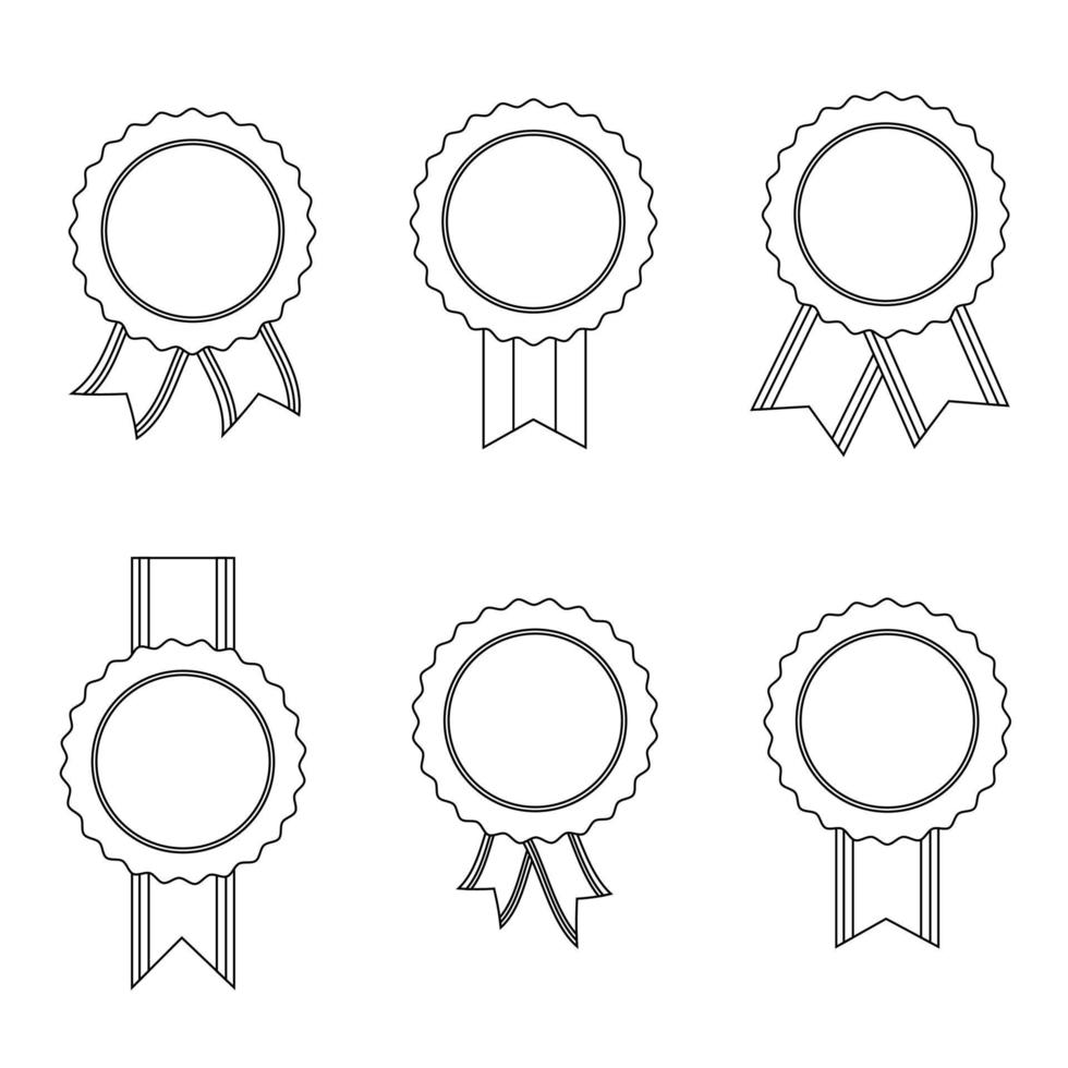 Set of line style ribbon badges. Vector illustration on white background