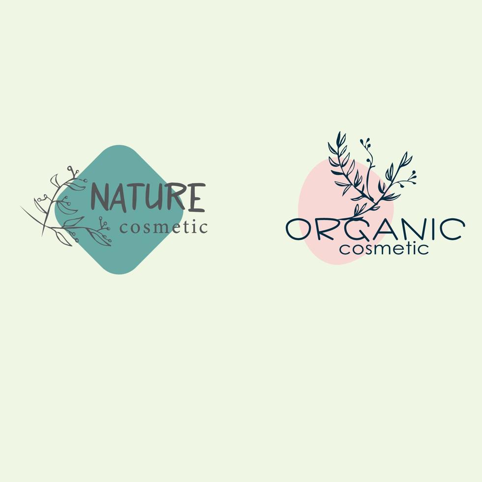 Set abstract logo design template in trendy linear minimal style. organic jr nature cosmetic. symbol for cosmetics and packaging, beauty products vector