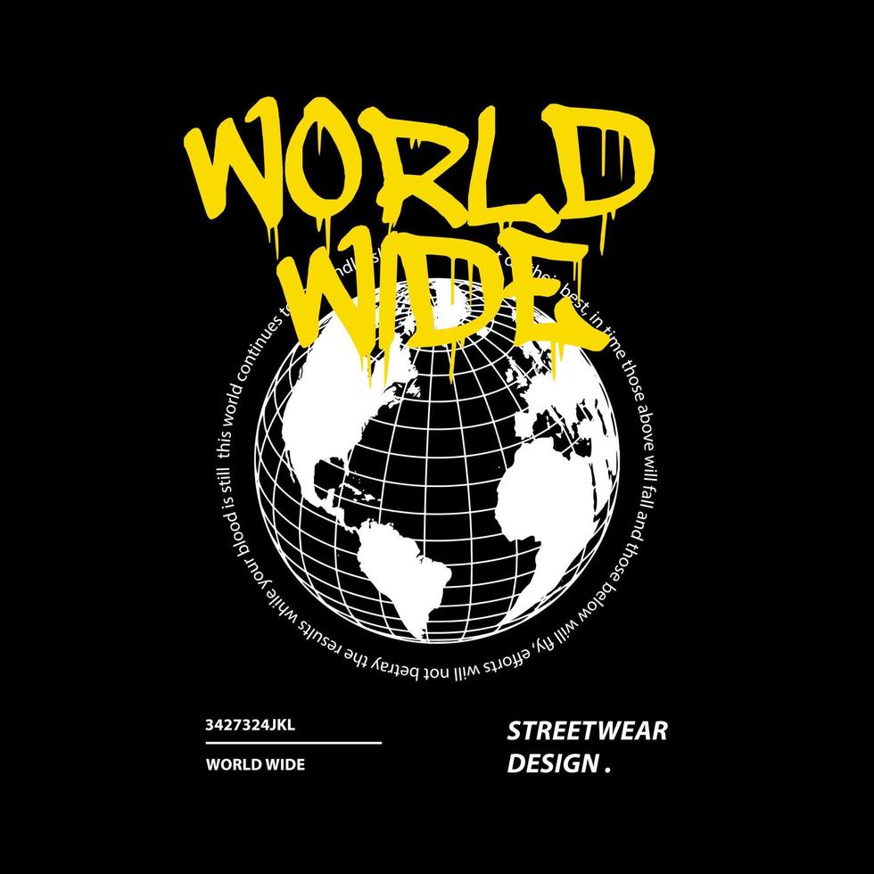 premium world wide streetwear diseño gráfico vector marca de ropa