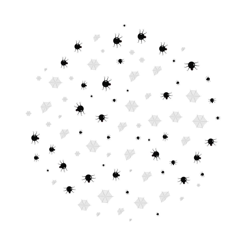 patrón en una red circular, arañas negras sobre un fondo blanco vector