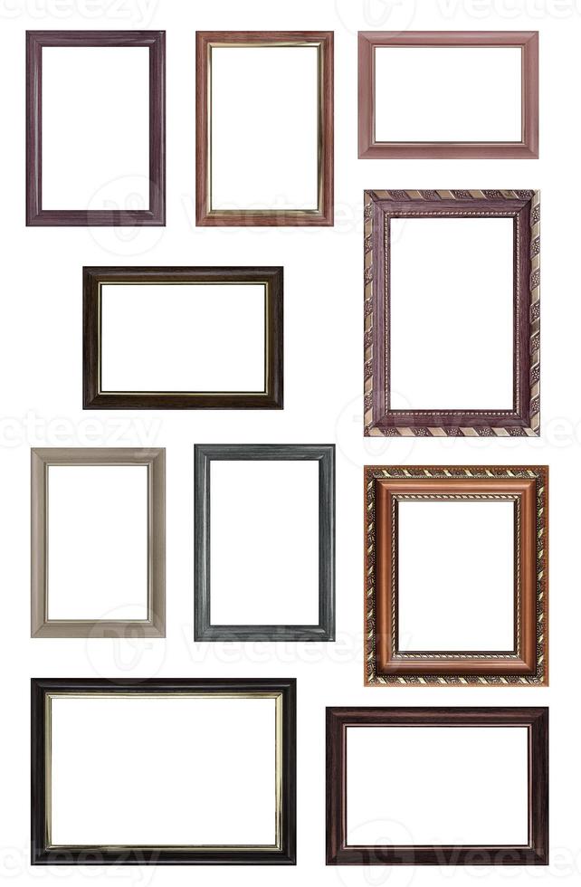 Set of empty picture frames with free space inside, isolated on white photo