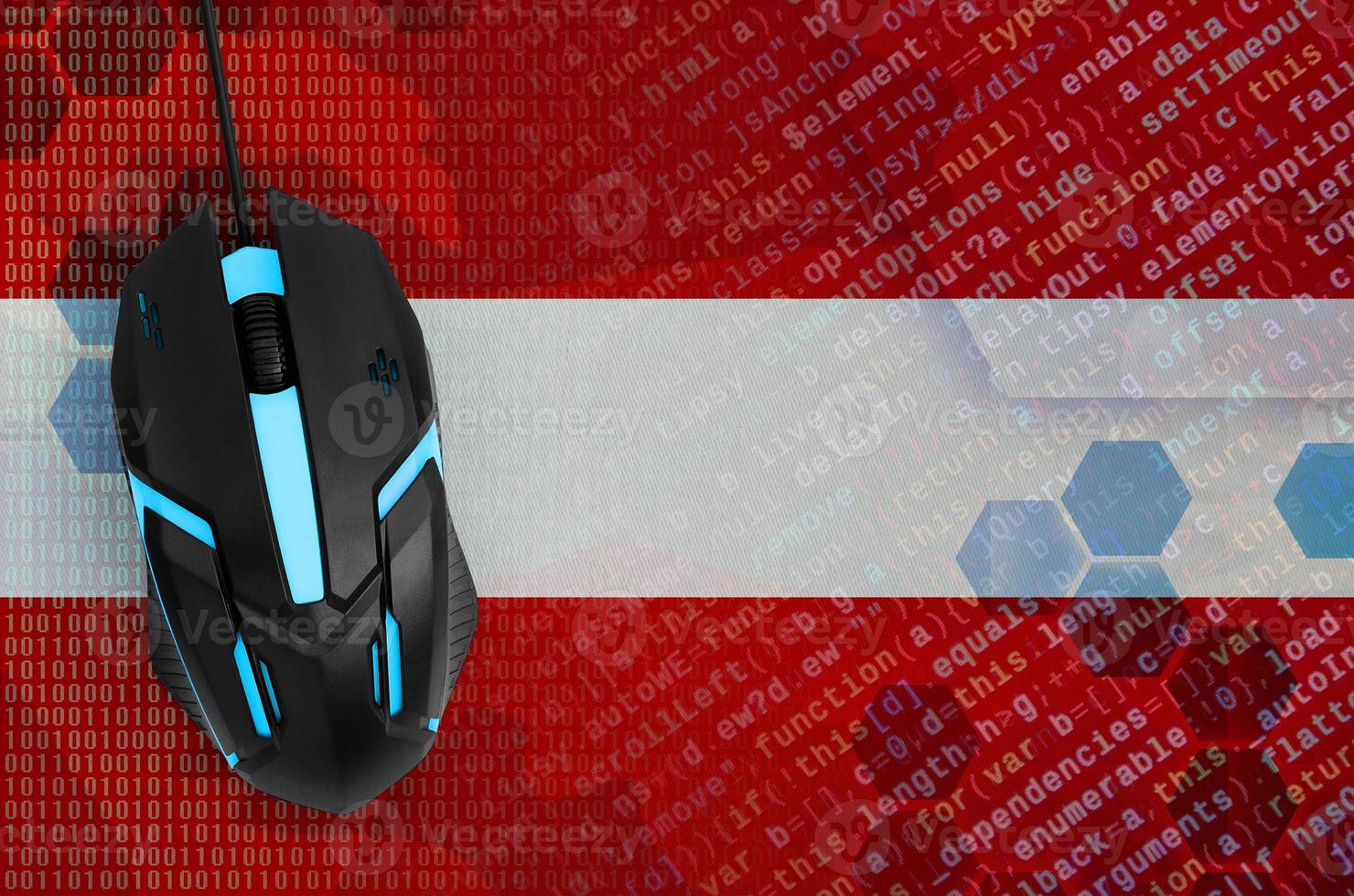 Austria flag  and computer mouse. Digital threat, illegal actions on the Internet photo