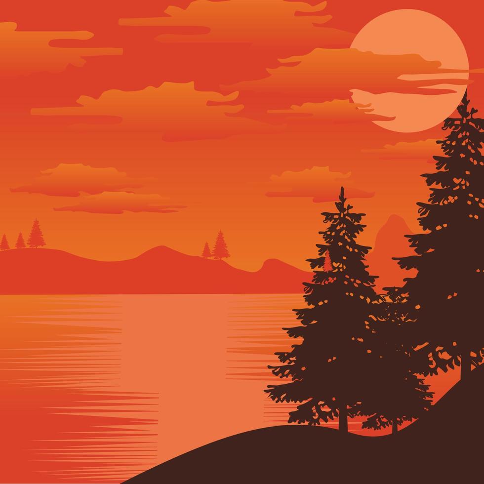 Beautiful landscape nature scene background template design vector illustration