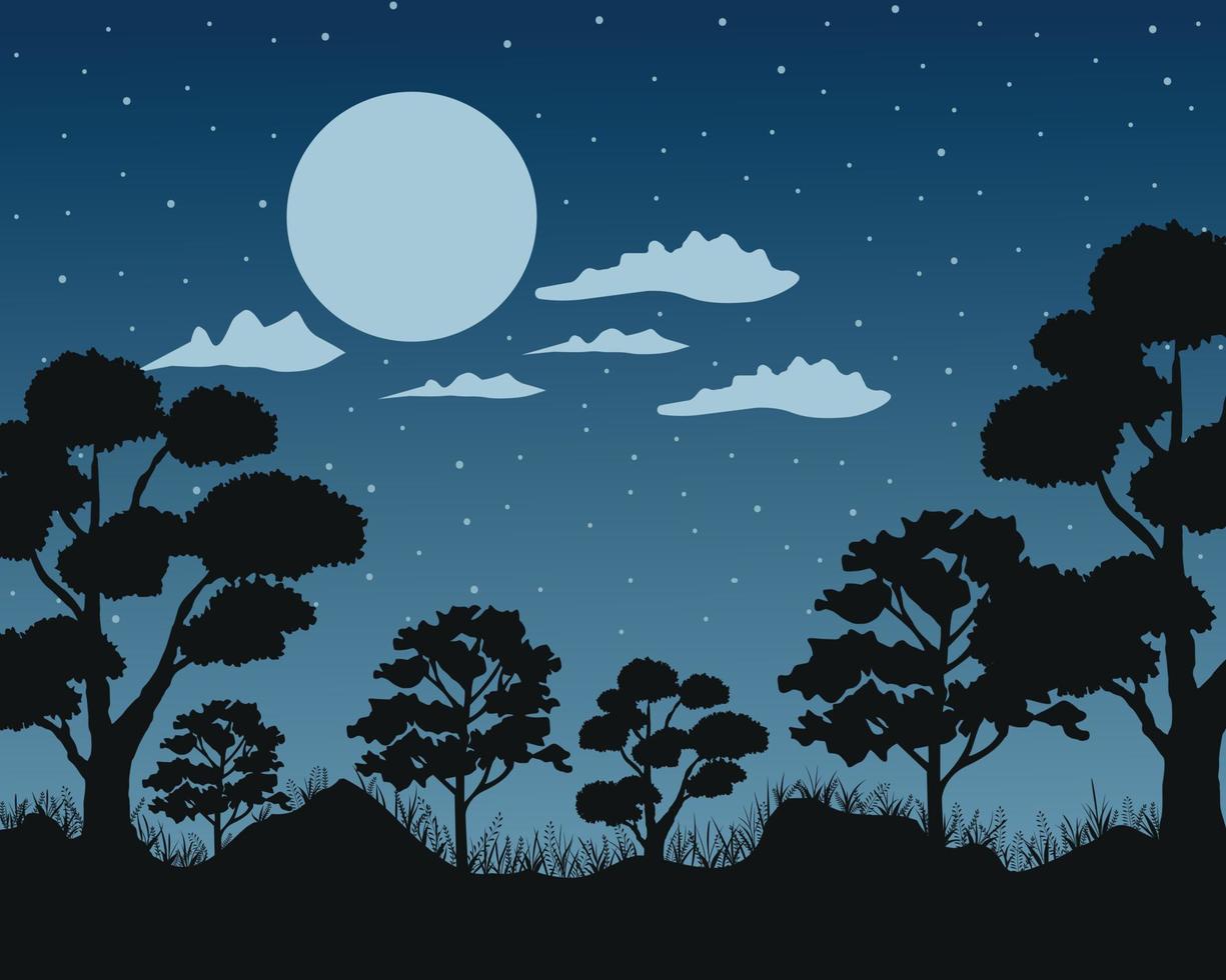 Night savannah landscape, natural African background vector ...