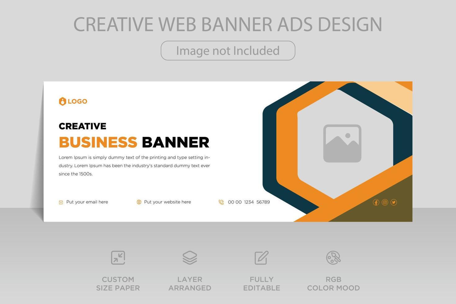 plantilla de banner de diseño plano de sitio web profesional abstracto de publicación de portada de redes sociales de negocios corporativos vector