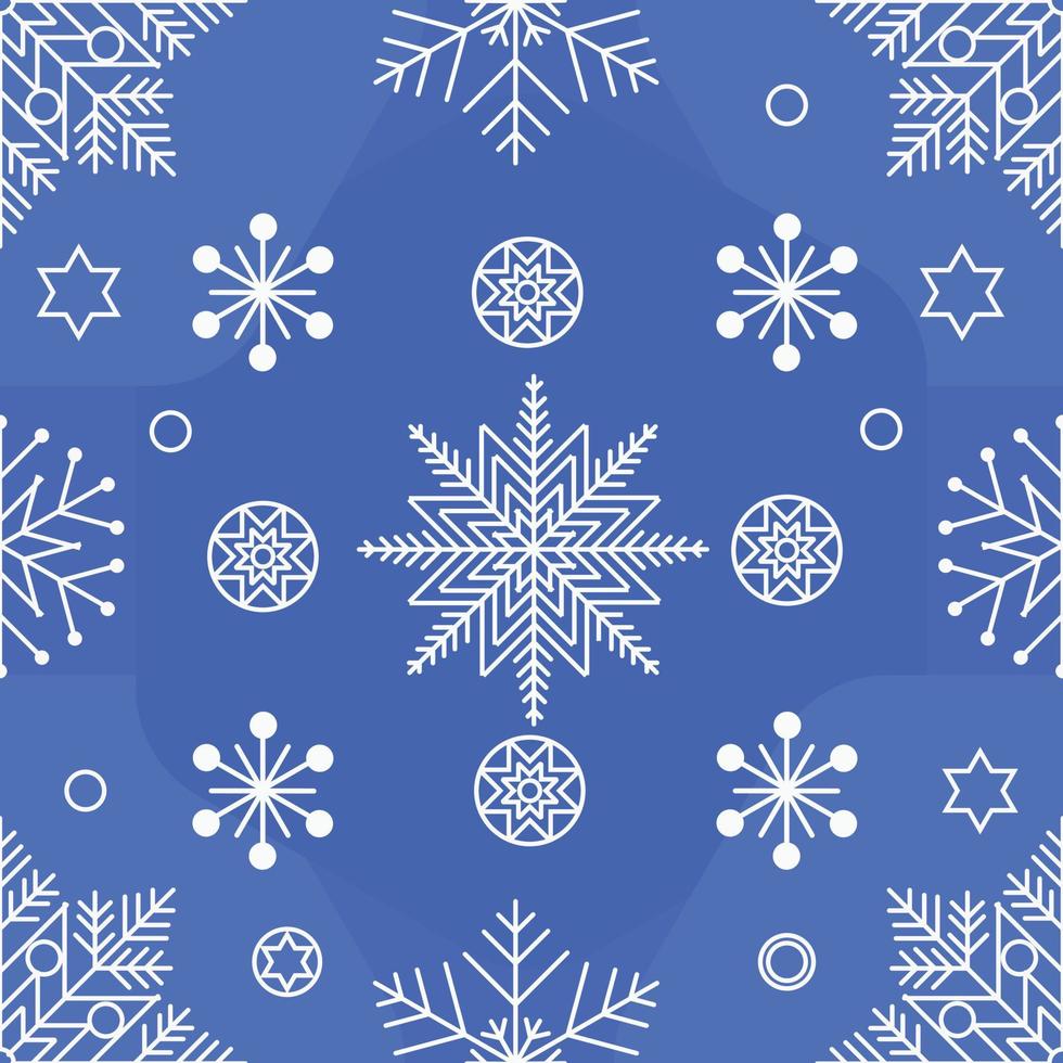 Hand drawn knit merry Christmas or xmas seamless snowflake design pattern. Festive winter texture. vector