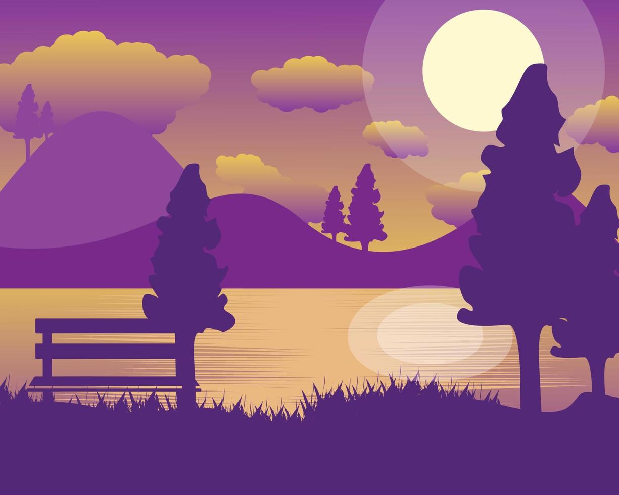 Beautiful landscape nature scene background template design vector illustration