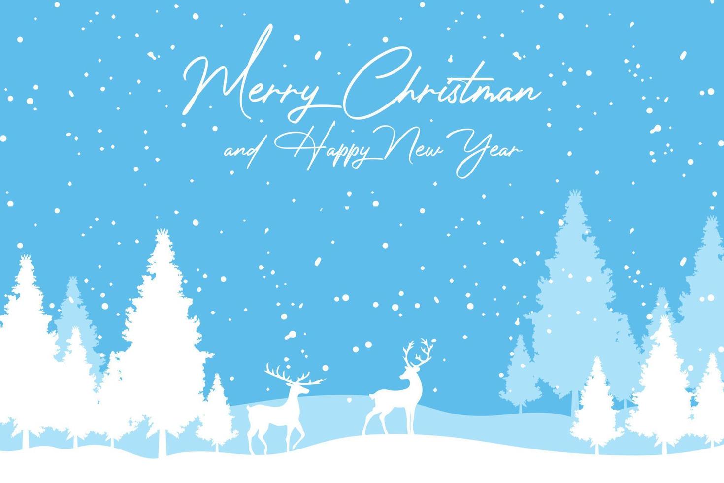 Realistic elegant modern merry Christmas concept with deer hand drawn background design vector