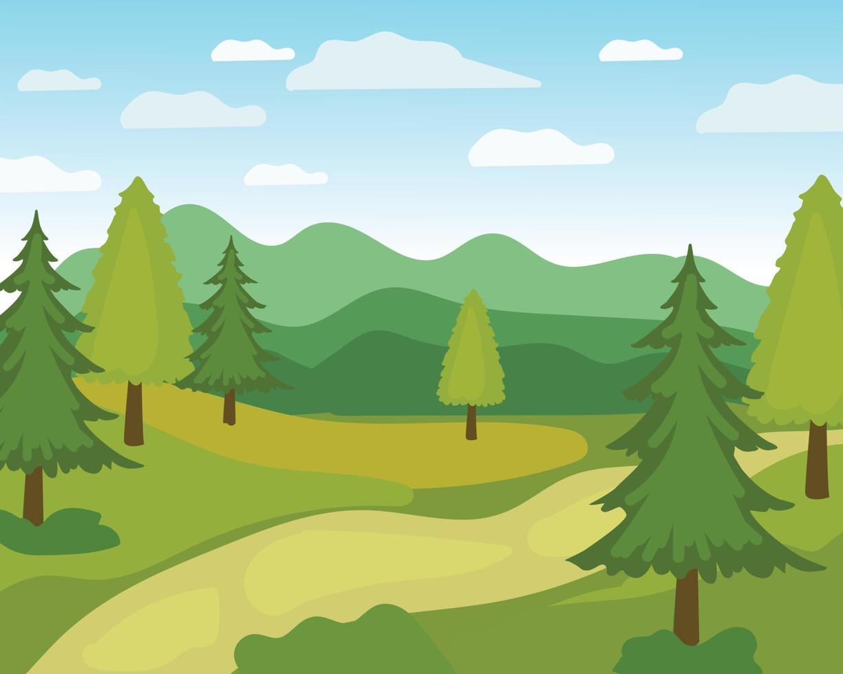 Beautiful landscape colorful nature scene flat design background template vector illustration