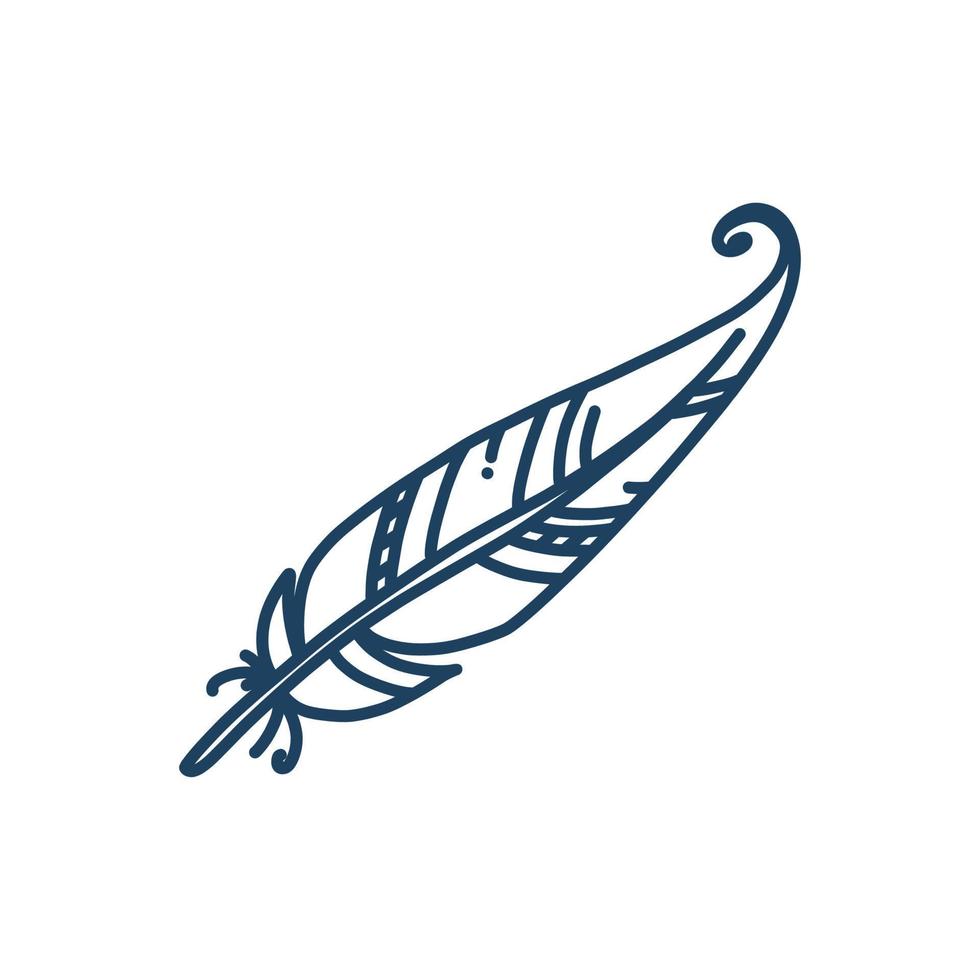 Tribal feather isolated in white background. Ethnic feather. Vector illustration