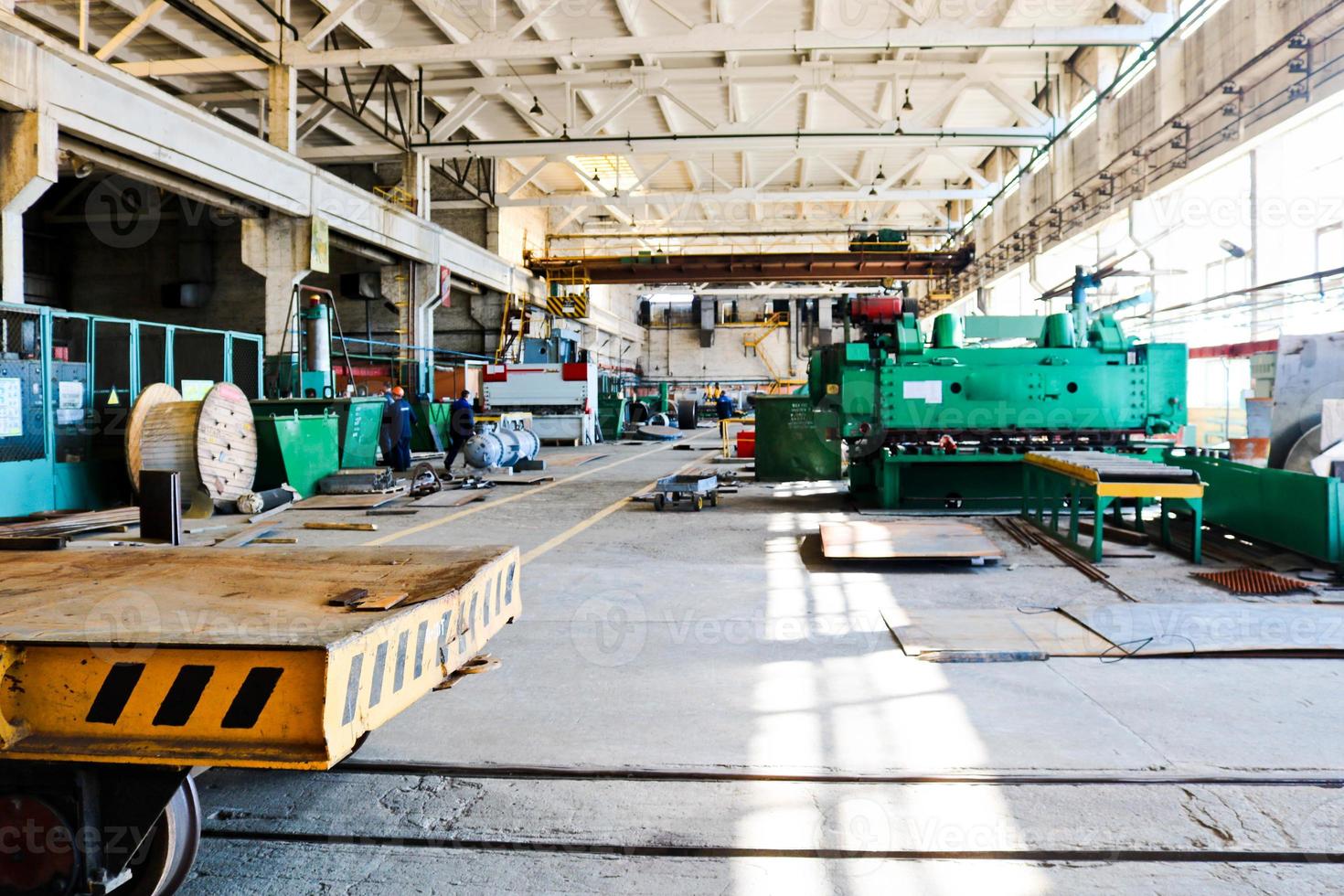 Large industrial production room of the workshop with equipment for the production of spare parts, metal parts in the oil refinery, petrochemical, chemical industrial plant, enterprise photo