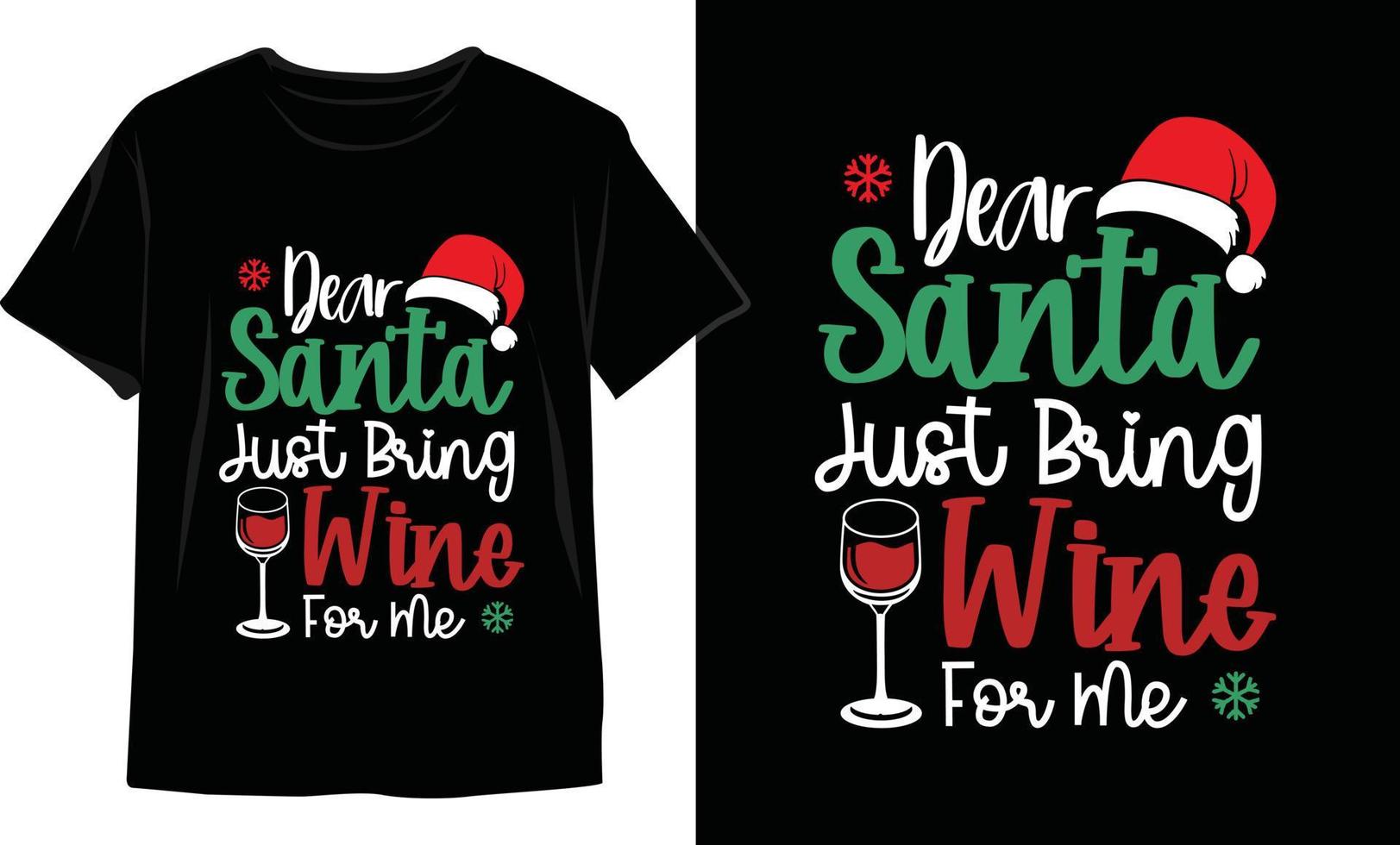 querido santa solo trae vino para mí diseño de camiseta de navidad vector