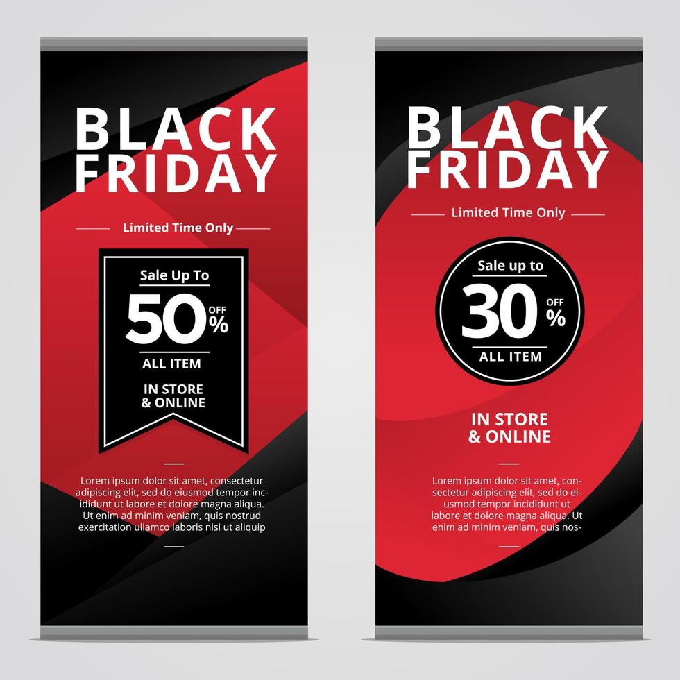 Black Friday Banner Social media Story with Simple Design Template Black Red vector