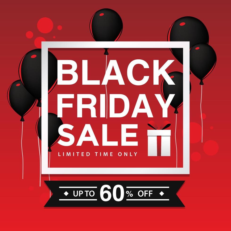 Black Friday Background Simple Design Template With Balloon Red Black Color vector