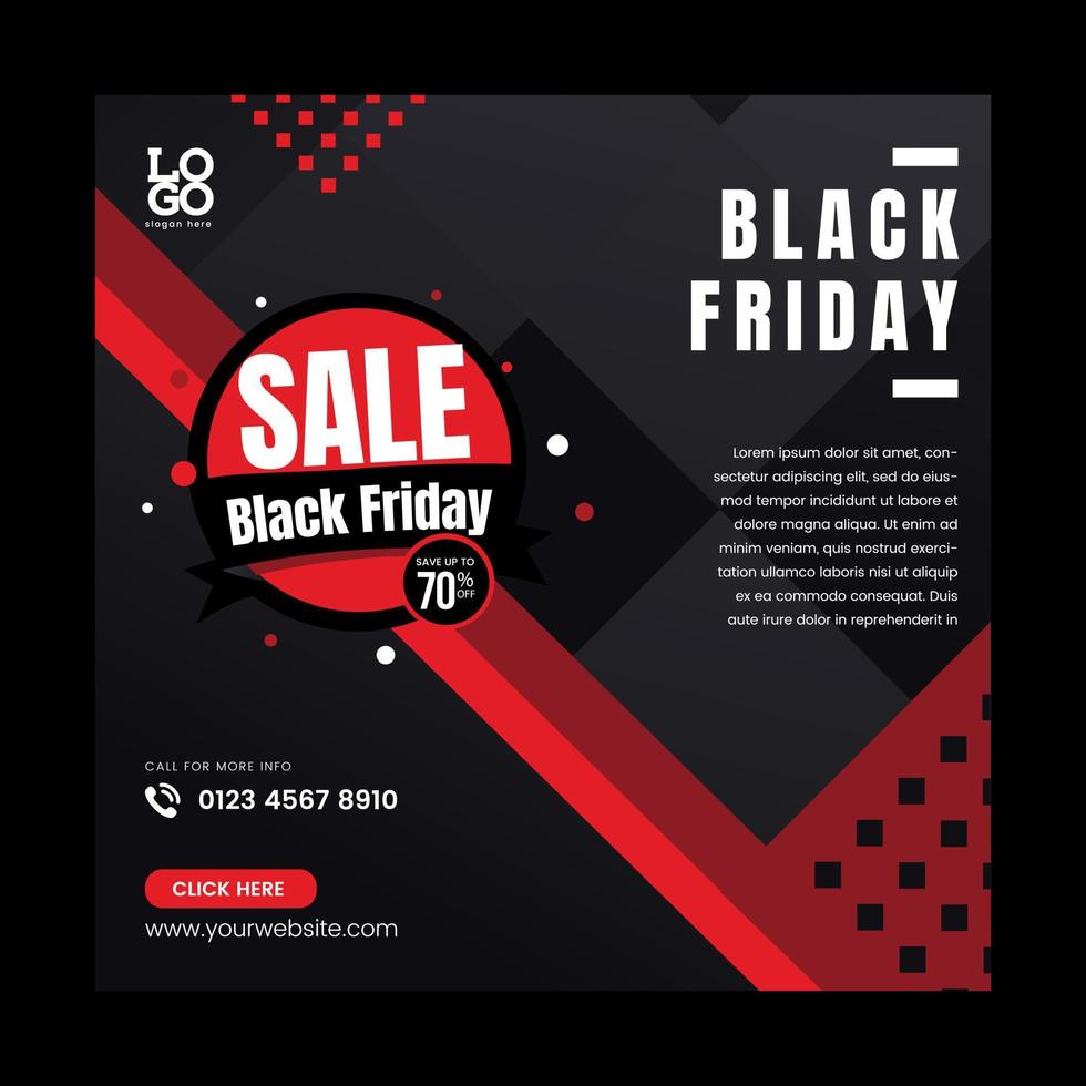 Banner Design Black Friday Sale with Black and Red Color Squares Background vector