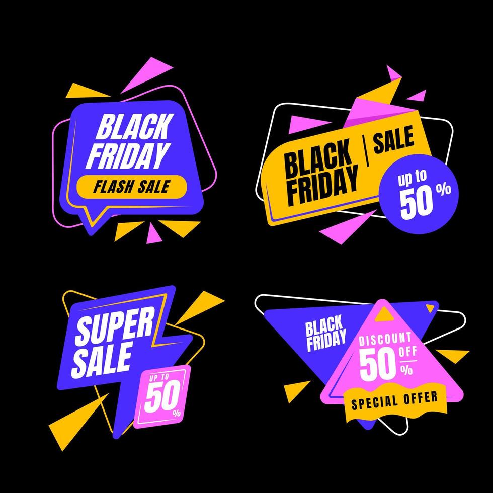 Black Friday Discount Sale Badge Collection with fun style for young people vector