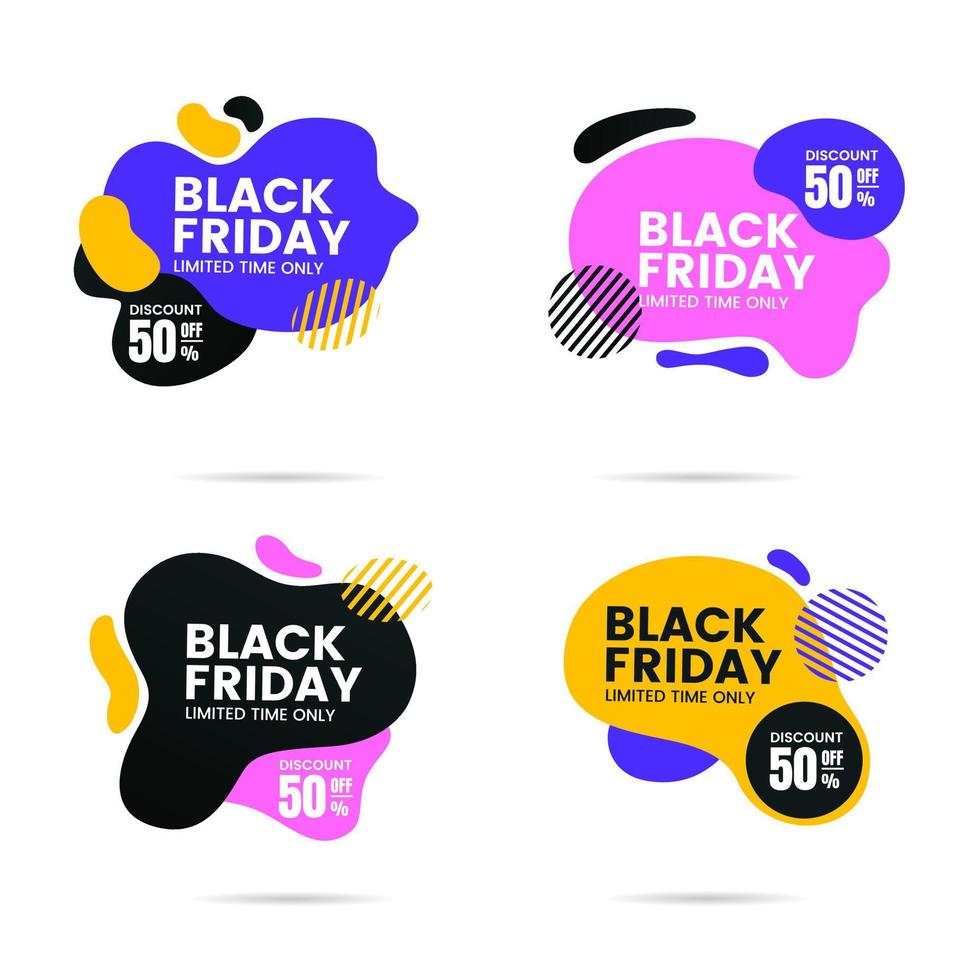 Black Friday Liquid Style set with Various Color vector