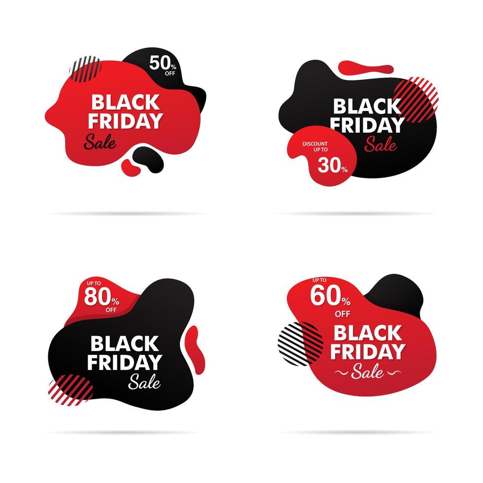 Black Friday set  Liquid style with Red Black Color vector