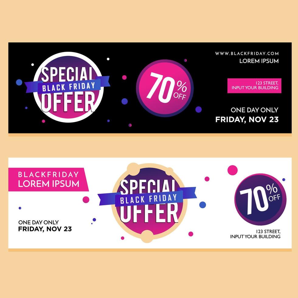 Banner Design Black Friday Sale with Round Ornament Style Purple Pink Black Color vector