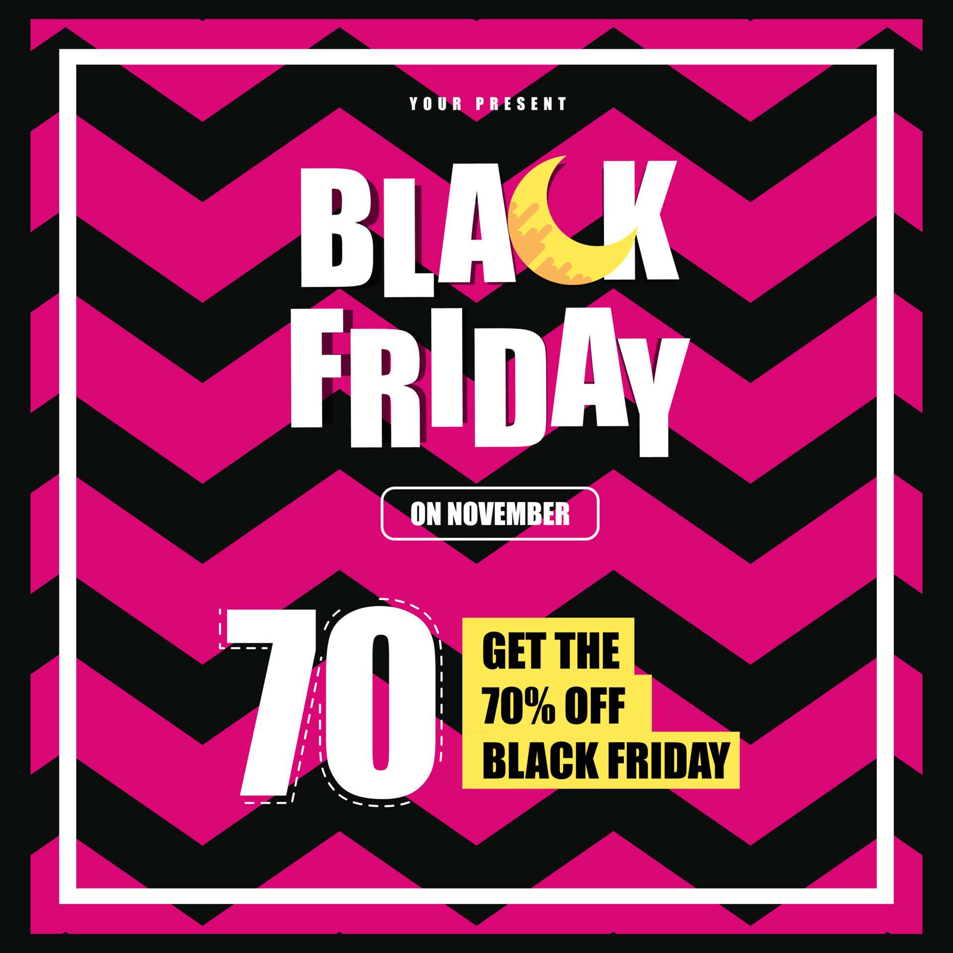 BLACK FRIDAY DISCOUNT Social Media DESIGN Template with ZIG ZAG