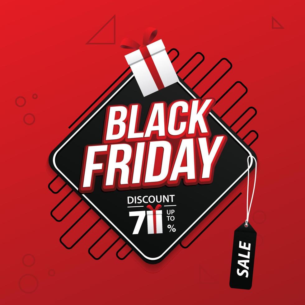 Black Friday Font with Gift Box Background Template Red Black White Color vector