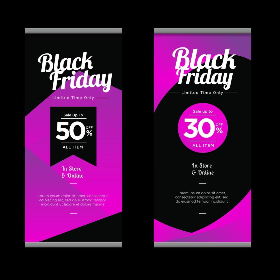 Black Friday Banner Story Template Design with Black Purple Color vector