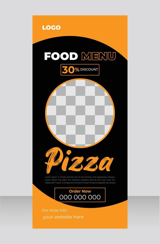 Modern food rollup banner design template for restaurant vector