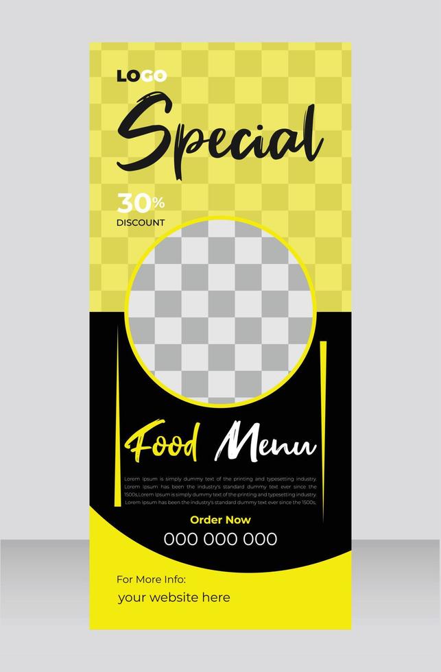 Modern food rollup banner design template for restaurant vector