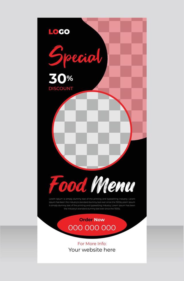 Modern food rollup banner design template for restaurant vector
