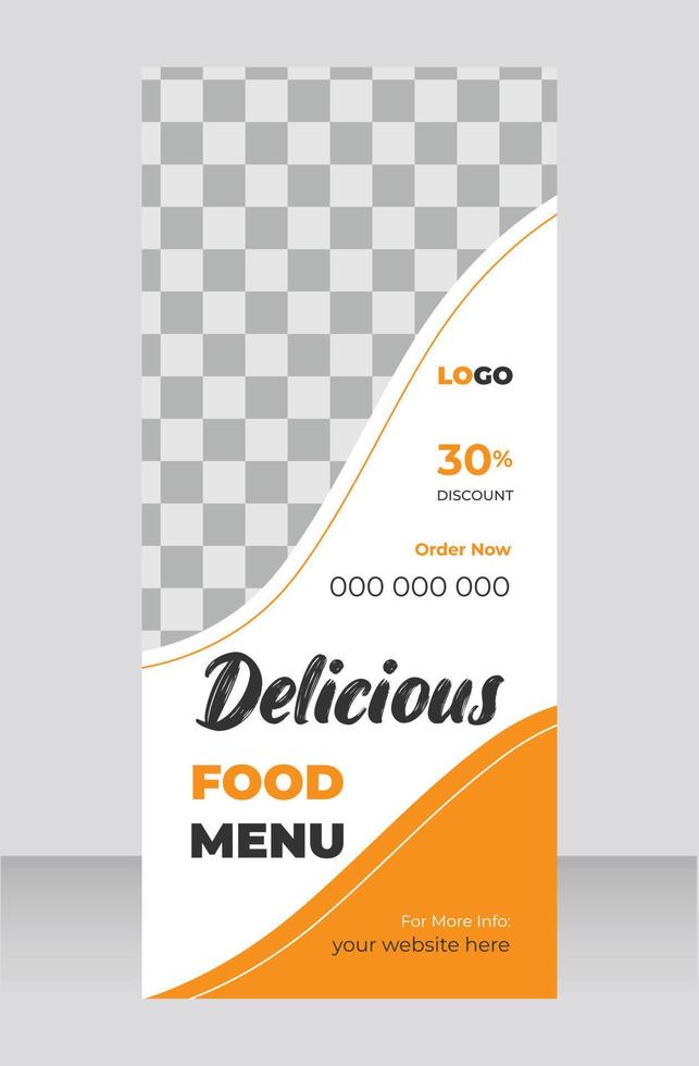 Modern food rollup banner design template for restaurant vector