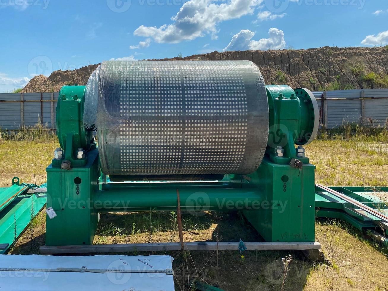 Large industrial metal drum for an oil refinery petrochemical plant equipment photo