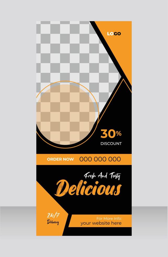 Modern food rollup banner design template for restaurant vector