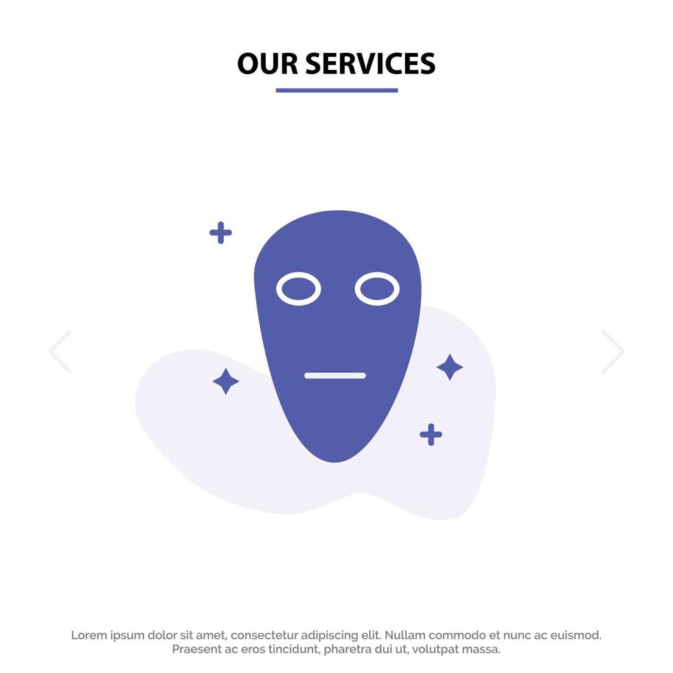 Our Services Alien Galaxy Space Solid Glyph Icon Web card Template vector