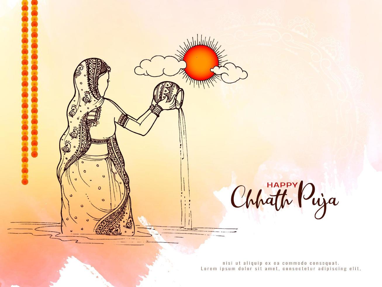 fondo de celebración del festival indio cultural feliz chhath puja vector