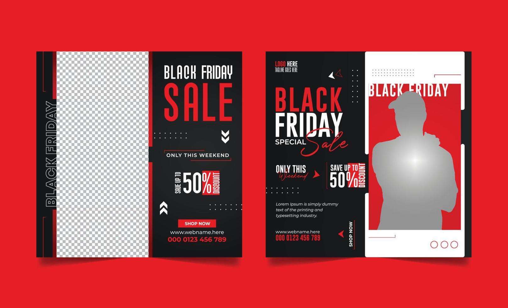 Black friday fashion sale social media post square web banner template set vector