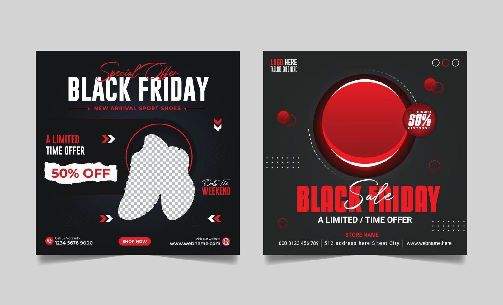 Black friday product sale social media post square web banner template vector