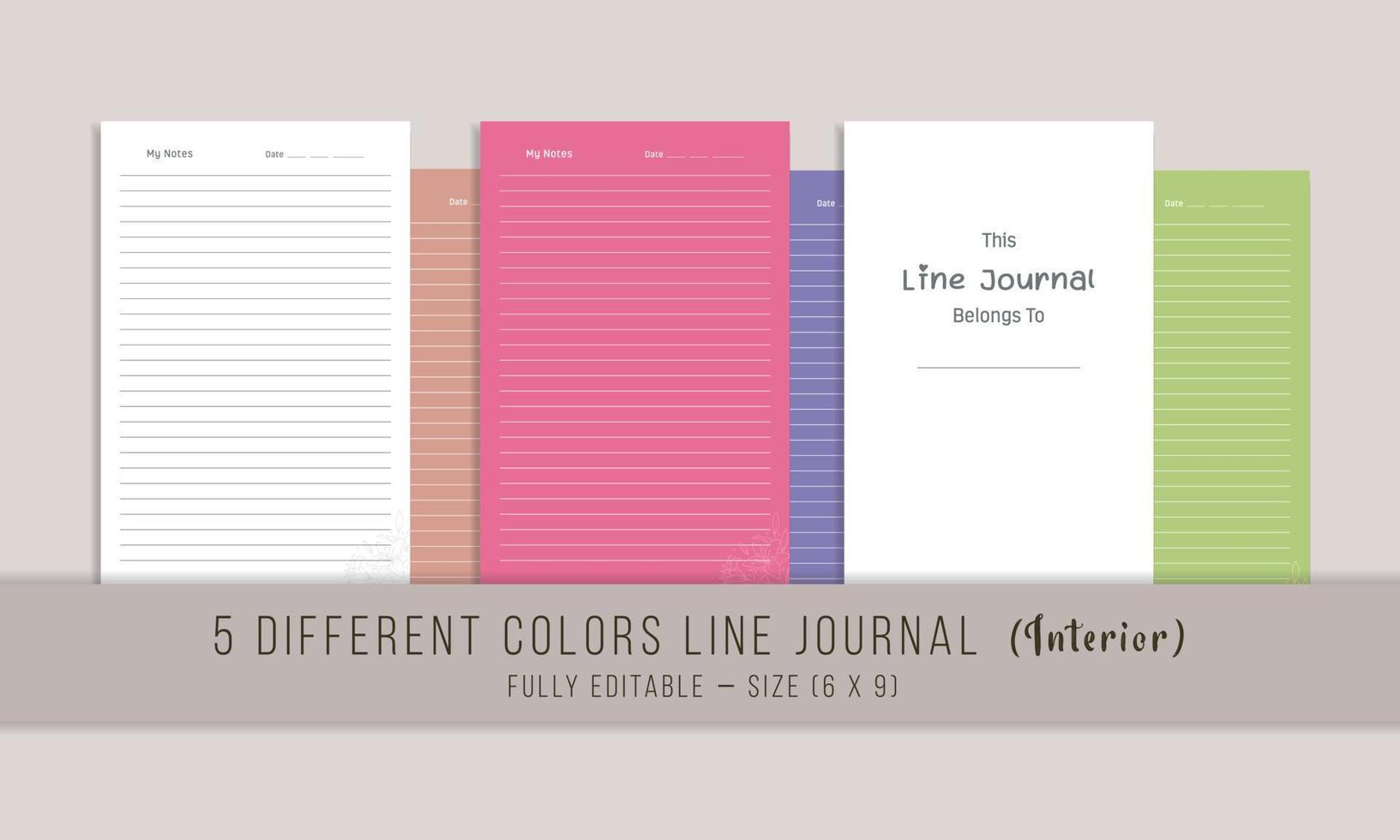 Lined Journal Interior Template Design vector