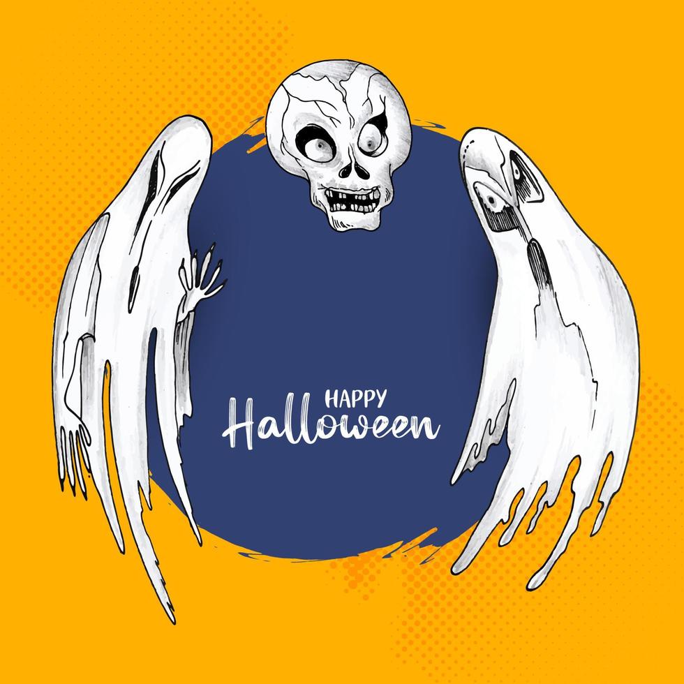 Happy Halloween scary festival haunted background design vector