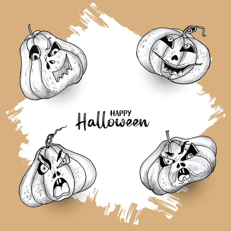Happy Halloween festival creepy devil pumpkins background design vector