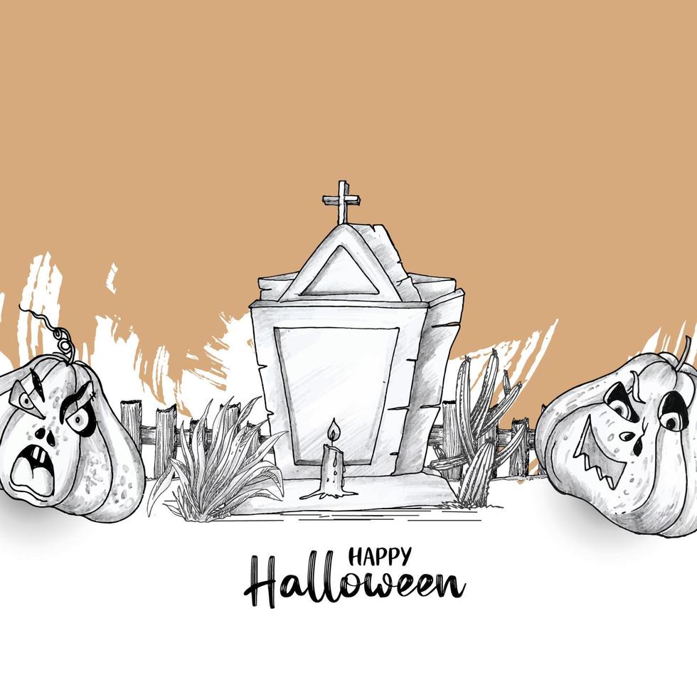 Happy Halloween scary festival haunted background design vector