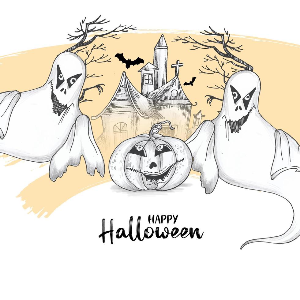 feliz halloween fiesta festival espeluznante fantasma diseño de fondo vector