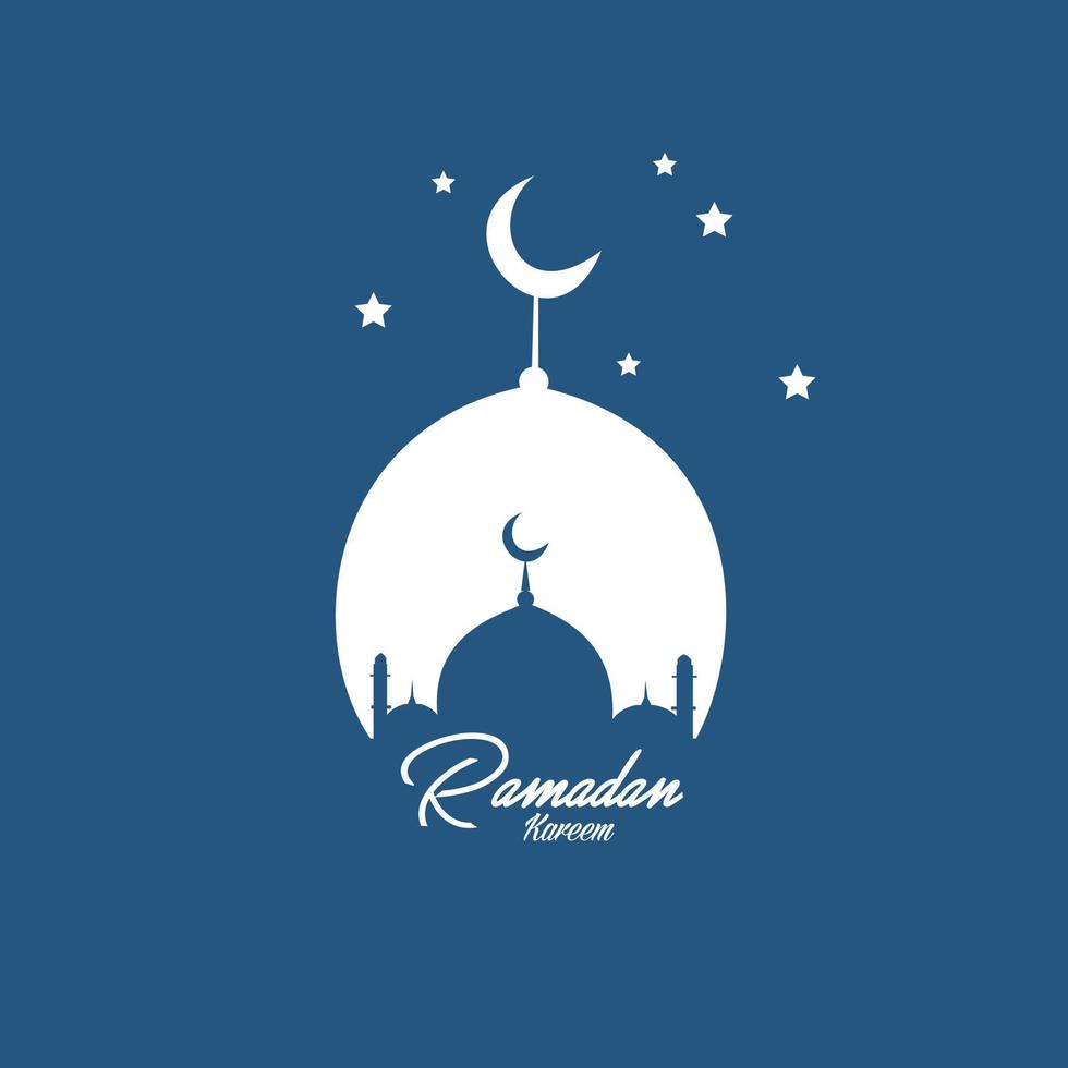 tarjeta de felicitación ramadan kareem con luna, linterna, ilustración de afiches. ilustración vectorial fondo musulmán. simple y elegante vector