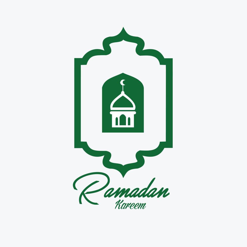 Ramadan Kareem Greeting Card with moon, lantern, poster illustration. vector illustration. Muslim background. simple and elegant